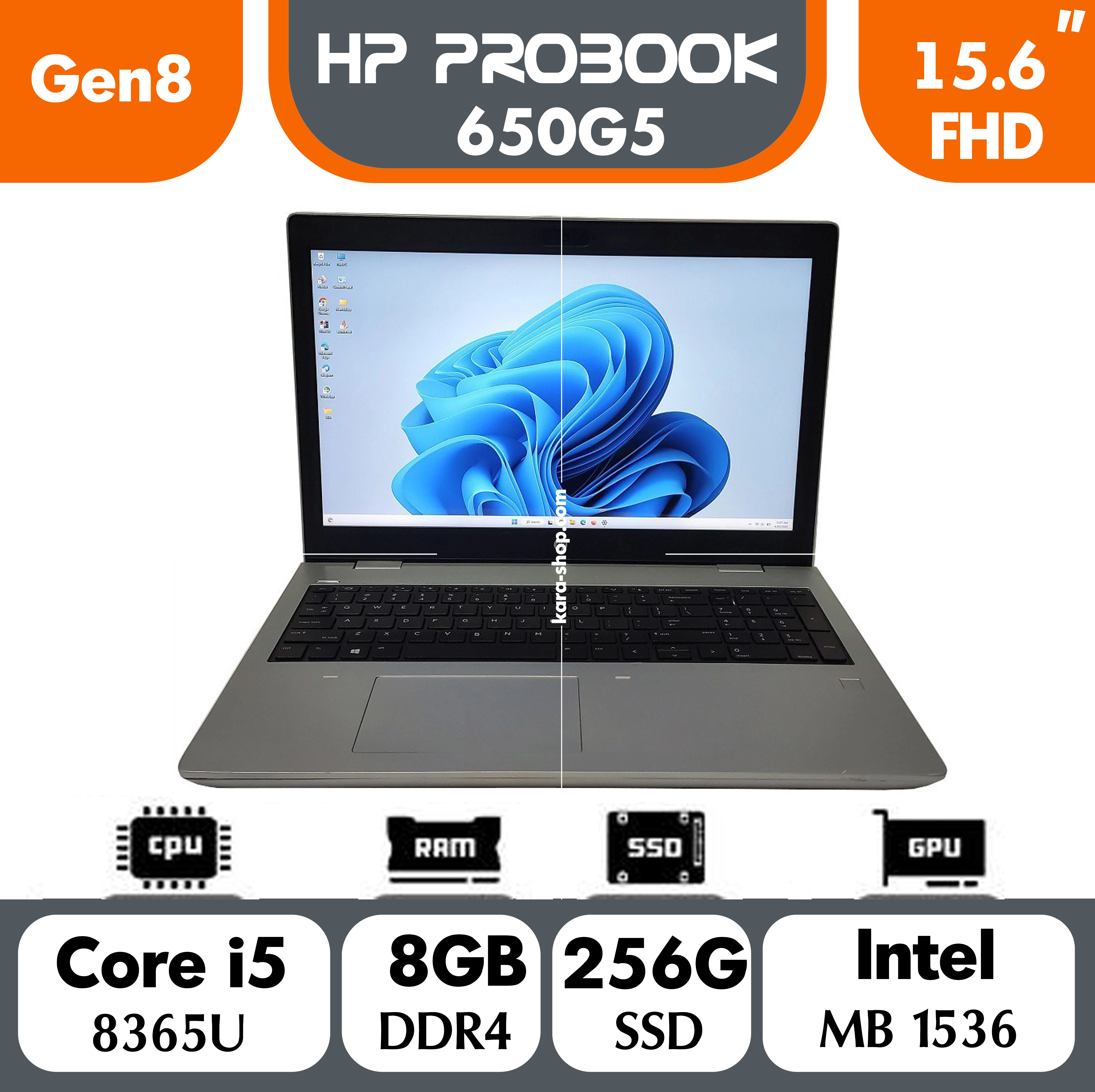 لپ تاپ استوک اچ پی پروبوک مدل HP Probook 650 G5 Core i5 Gen 8 | 8GB | SSD256GB| 15.6in