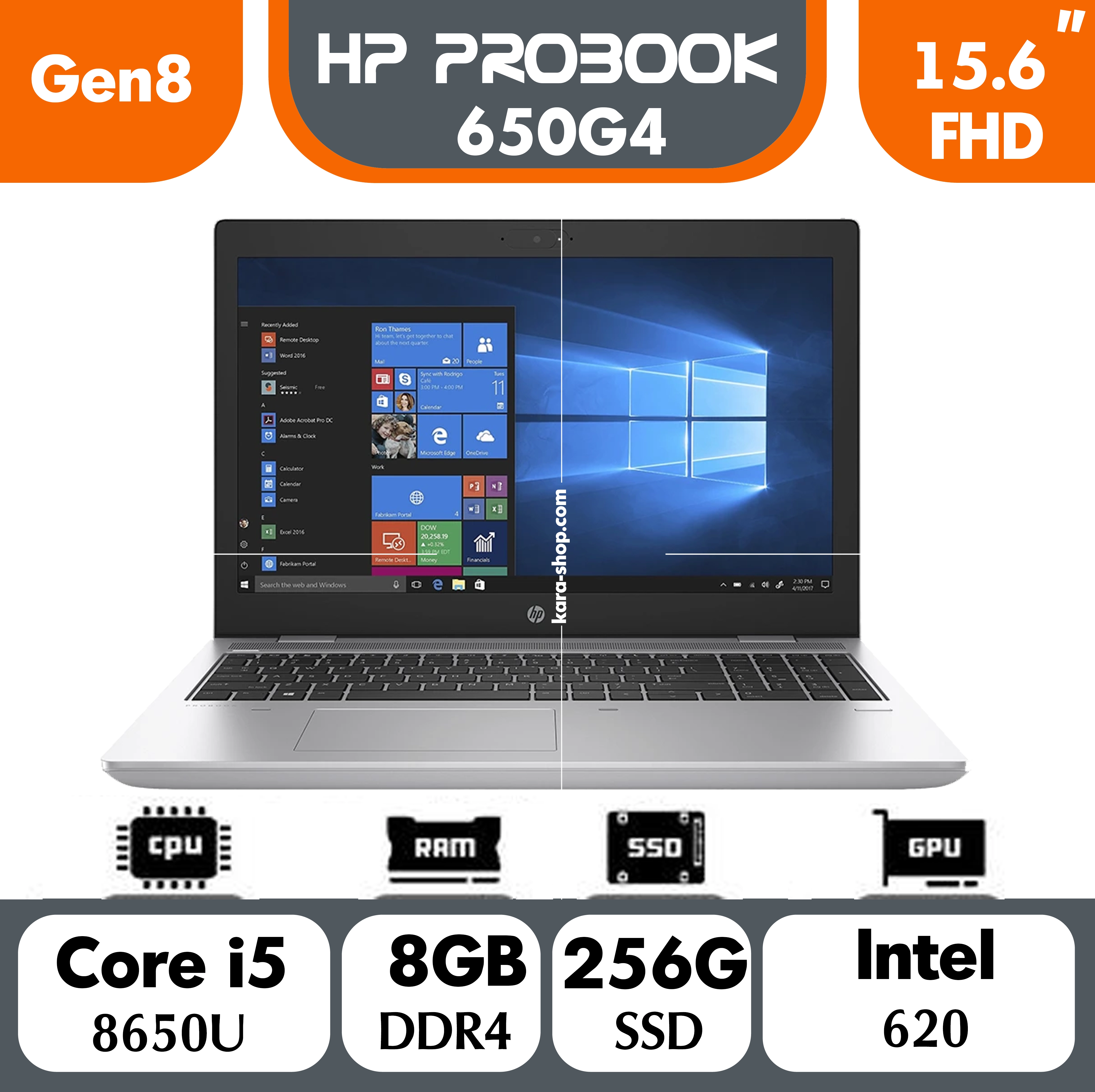لپ تاپ استوک اچ پی پروبوک مدل HP Probook 650 G4 Core i5 Gen 8 | 8GB | SSD256GB| 15.6in