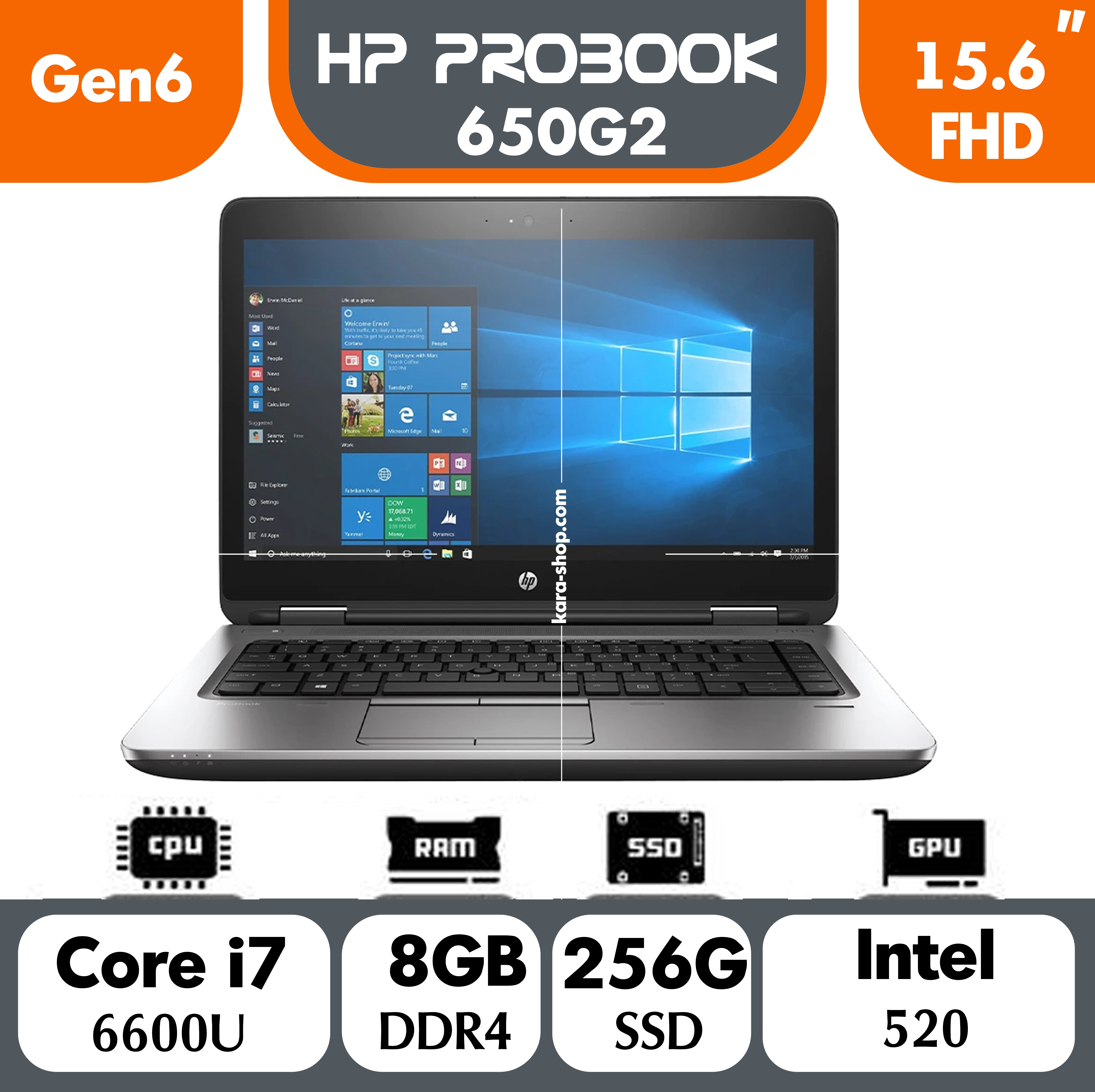 لپ تاپ استوک اچ پی پروبوک مدل HP Probook 650 G2 Core i7 Gen 6 | 8GB | SSD256GB| 15.6in